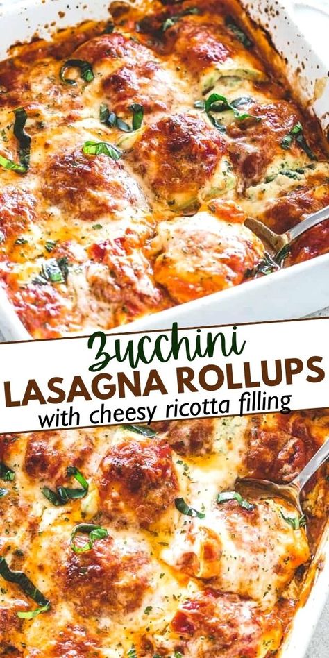 Zucchini Lasagna Rollups is a delicious and healthy alternative to traditional lasagna. It is made with zucchini slices that are rolled around a delicious ricotta filling, baked in tomato sauce and topped with cheese. The result is a flavorful and satisfying lasagna that is perfect for a weeknight meal or a special occasion. Protein, Ideas, Casserole, Pasta, Beef, Low Carb Recipes, Special Occasion, Foodies, Yum