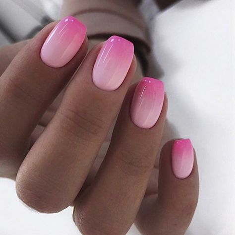 Pink Tip Nails, Pink Ombre Nails, Cute Gel Nails, Chic Nails, Stylish Nails, Ombre French Nails, Ombre Nail Colors, Short Pink Nails, French Tip Nails