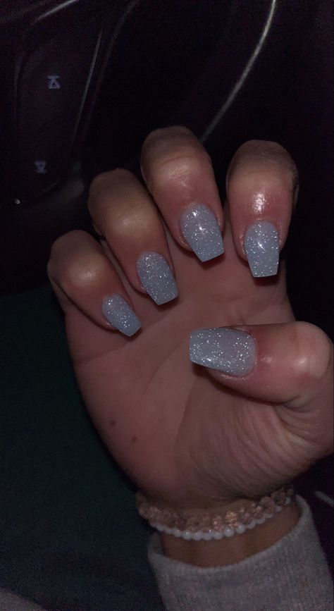 Outfits, Summer, Glitter, Blue And Silver Nails, Blue Glitter Nails, Light Blue Nails, Silver Glitter Nails, Blue Nails With Glitter, Blue Prom Nails