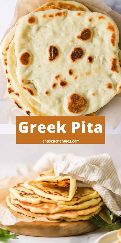 Greek Food Recipes, Muffin, Pizzas, Greek Pita Bread, Greek Pita, Greek Flatbread, Greek Flat Bread Recipe, Greek Yoghurt Recipes, Greek Bread