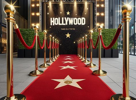 Hollywood Themed Red Carpet Party | Confetti Party | Guildford Hollywood Theme Party Decorations, Hollywood Theme Decorations, Hollywood Party Theme, Hollywood Party Decorations, Hollywood Party, Hollywood Theme Decor, Hollywood Birthday Parties, Hollywood Theme Prom Decoration, Red Carpet Theme Party
