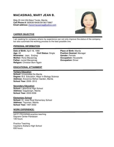 Resume Format With Picture  #format #picture #resume Sample Resume Format, Job Resume Format, Job Resume Template, Sample Resume Templates, Cv Resume Sample, Job Resume Samples, Resume Form, Job Resume Examples, Job Resume
