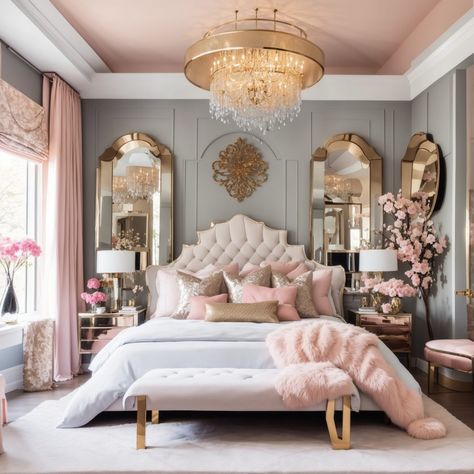 7 Dream Contemporary Glam Interior Decorating Ideas | Home Wall Art Decor Inspiration, Design, Feminine Bedroom, Elegant Bedroom, Kamar Tidur, Beautiful Bedrooms, Woman Bedroom, Dekorasi Rumah, Modern
