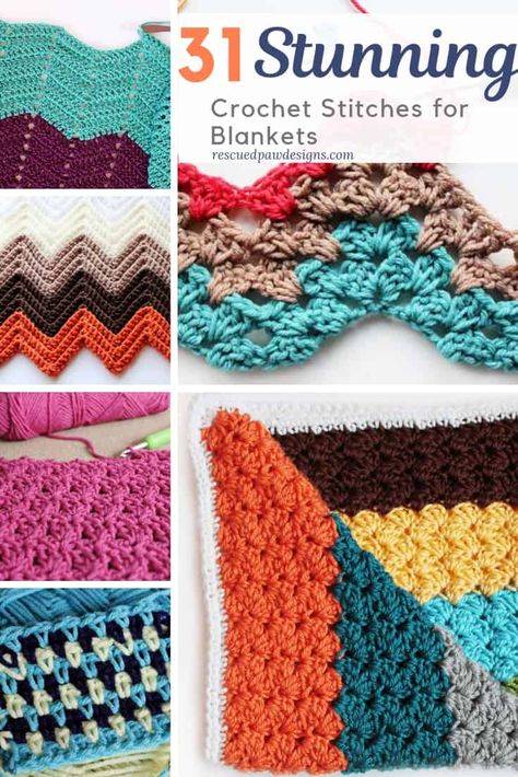 31 Unique Crochet Stitches for Blankets that can be used to create amazing & beautiful designs Crochet, Crochet Stitches For Blankets, Crochet For Beginners Blanket, Crochet Stitches For Beginners, Easy Crochet Stitches, Crochet Stitches Patterns, Crochet Blanket Patterns, Free Crochet Pattern, Easy Crochet