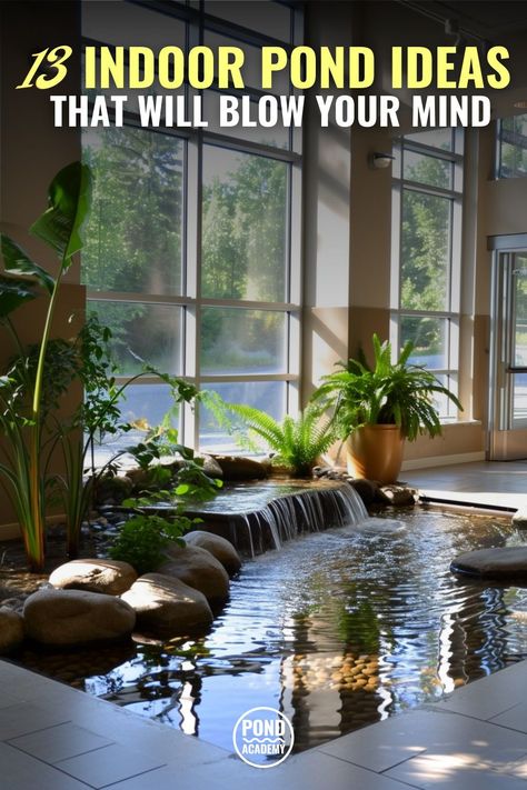 Looking to transform your home or office with an indoor water feature? These stunning indoor pond ideas will help inspire a design that will bring your interior space to life! Nature, Gardening, Outdoor Water Feature, Outdoor Ponds, Indoor Water Fountains, Indoor Water Features, Small Ponds, Small Backyard Ponds, Indoor Water Garden