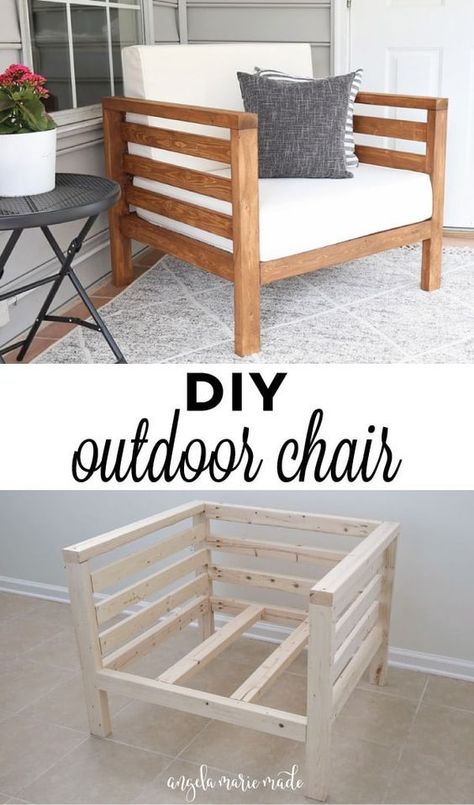 DIY Outdoor Chair - Learn how to build a DIY outdoor chair for just $30 in lumber from AngelaMarieMade.com! #redknot #diy #project #ideas #home #fall #decor #homedecor #diyproject #athome #autumn #cute #seasons #cozy #thisishome #furniture #decorideas #inspiration #homeideas #crafts #crafty #stylish Home, Outdoor Living, Diy Outdoor Furniture, Outdoor Couch, Outdoor Furniture Sets, Outdoor Chairs, Outdoor Furniture, Diy Patio, Diy Furniture Plans