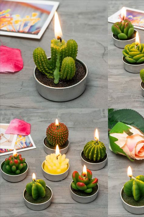 [Cute & Multi-Purpose] The candles has 12 pcs different vivid and lifelike cactus shape, standard tealight size, perfect for home decoration, birthday party, wedding venue ornament, festival party decoration etc, For more information about the product, click the picture. Cactus, Candles, Flameless Tea Lights, Tea Light Holder, Tea Light Candles, Votive Candles, Candle Shapes, Candle Sizes, Tea Lights