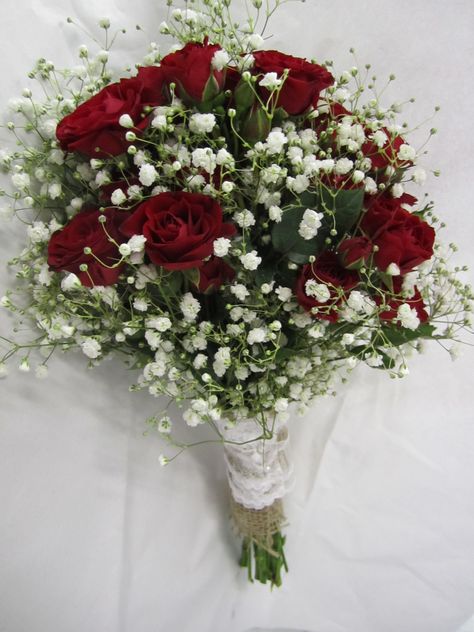 Red Rose Bouquet Wedding, Red Rose Wedding Bouquet, Red Bouquet Wedding, Flower Bouquet Wedding, Wedding Flowers Red Roses, Red Wedding Flowers Bouquet, Babys Breath Bouquet, Red Rose Bridal Bouquet, Bridal Bouquet Red