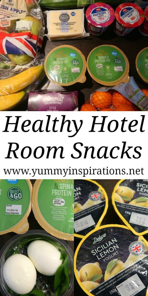 Hotel Room Snacks - Ideas for healthy foods to have in a hotel room without a kitchen or even a fridge to save on money while staying at hotels. Protein, Lunches, Trips, Paleo, Healthy Recipes, Snacks, Disney, Camping, Food For Hotel Stay Ideas