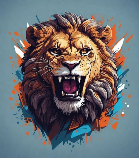 Photo a roaring lion face looking at cam... | Premium Photo #Freepik #photo Art, Architecture, Tattoo, Lions, Big Cats, Roaring Lion, Lion Pictures, Lion, Lion Face
