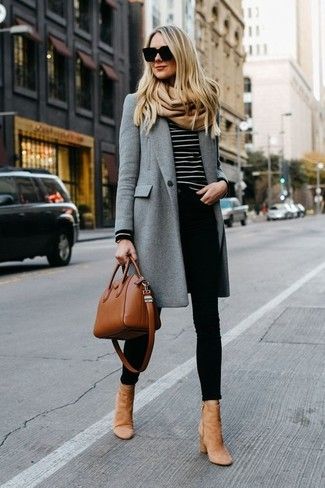 How To Wear Beige Suede Ankle Boots With Black Skinny Jeans (28 looks & outfits) | Women's Fashion | Lookastic.com Business Casual Outfits, Work Outfits, Casual Outfits, Outfits, Work Outfit Office, Casual Work Outfits, Work Casual, Work Outfit, Professional Work Outfit