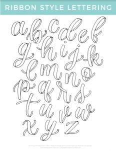Step-by-Step Ribbon Handlettering (with a free worksheet!) - The Happy Ever Crafter Hand Lettering Practice, Hand Lettering Worksheet, Hand Lettering Alphabet, Lettering Practice, Hand Lettering Tutorial, Hand Lettering Practice Sheets, Lettering Styles Alphabet, Lettering Alphabet Fonts, Lettering Tutorial