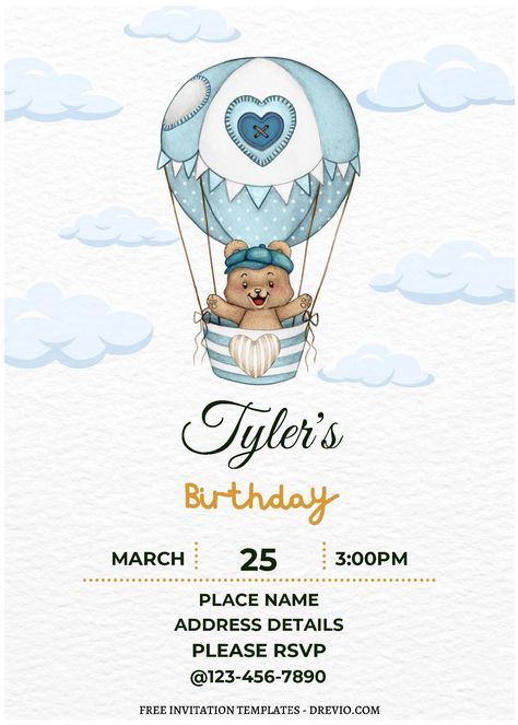 Birthday, Cake, Invitations, Girl, Beautiful, Fun, Editable, Awesome, Birthday Balloons