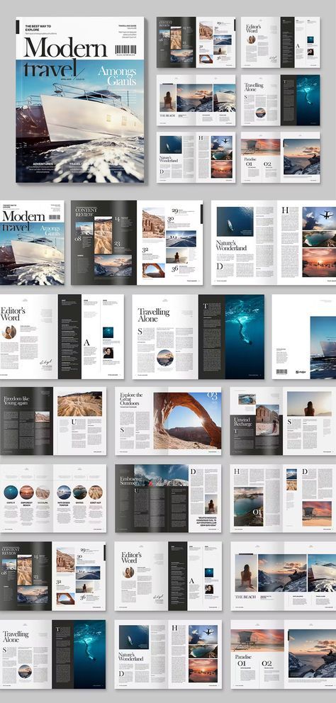 Travel Magazine Template INDD Layout, Layout Design, Trips, Editorial, Brochures, Travel Magazine Design, Travel Guide Book Design, Travel Guide Design, Travel Brochure