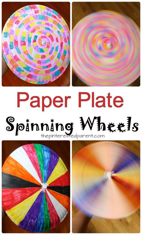 Paper plate psychedelic spinning wheel. Simple and colorful arts and craft for kids Pre K, Diy, Crafts, Paper Plate Crafts For Kids, Craft Activities, Arts And Crafts For Kids, Crafts For Kids, Plate Crafts, Wheel Crafts