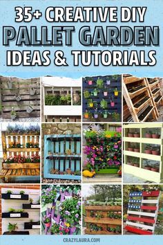 If you have some left over pallets and need a weekend DIY project for your porch or backyard, check out these awesome vertical pallet garden ideas, plant holders and herb gardens for inspiration! #palletgarden #gardenideas #diy #palletideas Gardening, Pallet Garden Ideas Diy, Outdoor Pallet Projects, Diy Pallet Vertical Garden, Pallet Garden Walls, Garden Pallet Decorations, Garden Ideas For Pallets, Diy Garden Projects, Pallet Ideas For Plants