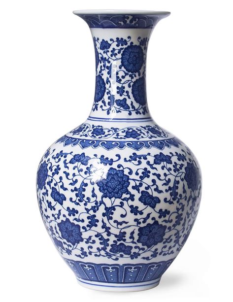 PRICES MAY VARY. QUALITY: High-fired blue & white vase with fine glaze finish & distinct painting MEASUREMENT: 7.9''W x 13.4''H inch; securely packed; rotating stand sold seperately Lotus is a classical motif in Chinese vase, signifys continuous harmony & purity USAGE: Display alone or with fresh or dried flowers; perfect for vase collectors QUALITY ASSURANCE AND CUSTOMER SATISFACTION: Dahlia has been based in NYC for 20+ years, providing top-notch service with a 99% Amazon customer satisfaction Porcelain, China, Art, White Porcelain, Blue And White China, Chinese Porcelain Pattern, Porcelain Vase, Antique Vase, Hoa