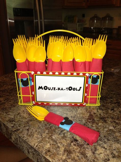 Mickey Mouse Party Utensils, Mouse-ka-Tools Birthday Ideas, Birthday, Ideas, Kids, Kids Birthday, Kid