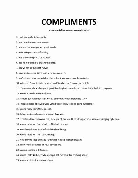 Gratitude, Pick Up Lines, Ideas, List Of Compliments, Dating Help, Compliment Words, Writing Challenge, Law Student Quotes, Healthy Relationship Advice
