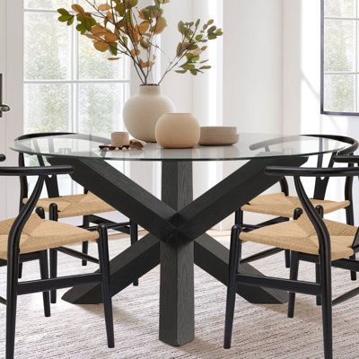 Canada, Glass Dining Table, Glass Round Dining Table, Glass Top Dining Table, Pedestal Dining Table, Glass Dining Room Table, Modern Glass Dining Table, Glass Dinning Table, Dining Table Black