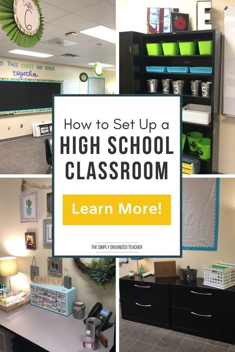 These 3 tips will help high school teachers set up their classrooms for the new school year. High School, Middle School Organization, Middle School Classroom Organization, High School Special Education Classroom, Middle School Teachers, High School Classroom, High School Teaching Strategies, Teacher Desk Areas, High School Hacks