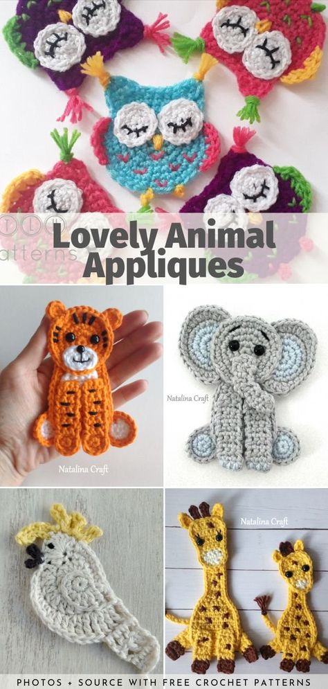 Lovely Animal Crochet Appliques free patterns