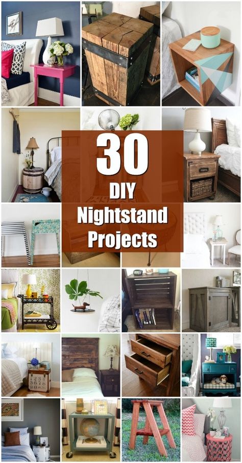 30 Amazingly Creative And Easy DIY Nightstand Projects - Lots of repurposing projects here! Diy Home Décor, Diy Furniture, Diy, Diy Nightstand Easy, Diy Bedside Table, Diy Night Stand, Diy Nightstand, Bedside Table Diy, Diy Home Decor