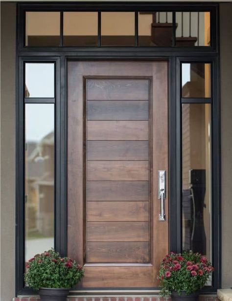 Tons of ideas for how to update your front door and increase its style. This includes paint colors (for all styles - farmhouse, craftsman, modern, rustic, wooden or glass) decorations and more. Give your front door a makeover this spring! #frontdoor #frontporch #doordecor Interior, Puertas, Wood Doors Interior, Exterior Design, Modern Front Door, Exterior Front Doors, Entrance Door Design, Exterior Doors, Glass Front Door
