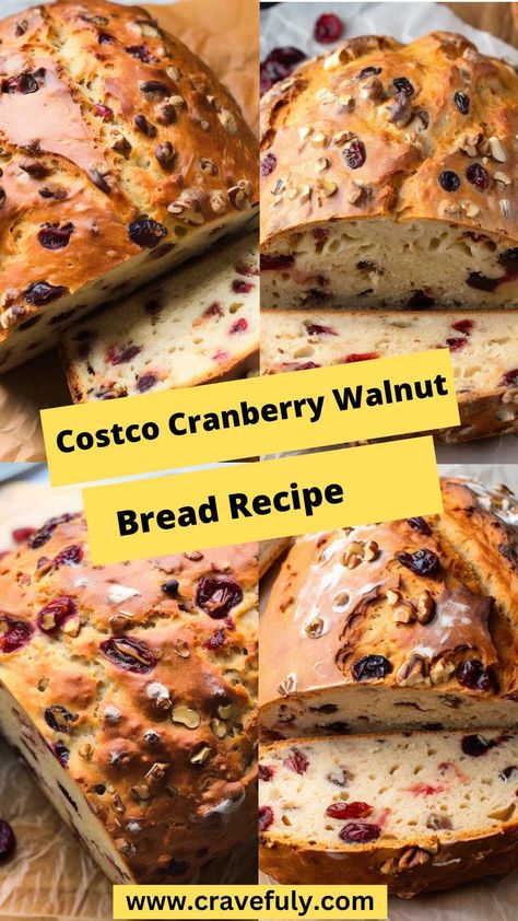 Costco Cranberry Walnut Bread Recipe – Cravefuly Recipes, Cranberry Walnut Bread, Cranberry Bread, Cranberry Recipes, Favorite Recipes, Copycat Recipes, Cranberry, Walnut Bread Recipe