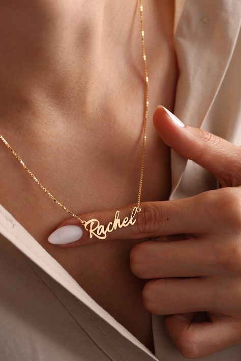 Bijoux, Rose Gold, Name Necklace Silver, Gold Name Necklace, Necklace Name Design, Necklace With Name, Name Jewelry, Name Necklace, Nameplate Necklace