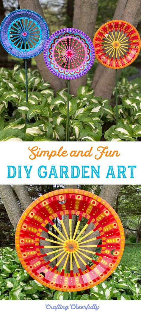Metal Yard Art, Diy, Yard Art, Garden Crafts Diy, Outdoor Crafts, Diy Garden Stakes How To Make, Yard Art Crafts, Diy Garden Projects, Recycled Yard Art