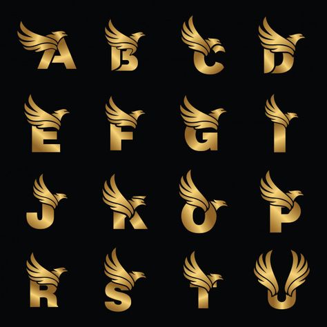 Letter with eagle gold logotype template Premium Vector Logos, Logo Design Free, ? Logo, U Logo, Letter Logo Design, Logo Design Art, Logo Design, Logo Design Creative, Best Logo Design