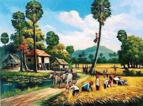 Gram Bangla amar priyo!! Art, Vintage, Landscape Paintings, Nature, Indian Art Paintings, Village Scene Drawing, Scenery Paintings, Nature Art Painting, Village Drawing