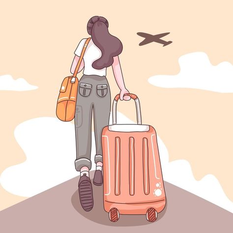 Teenager traveler cartoon character vector Design, Ilustrasi, Travel Art, Illustration Art Girl, Travel Illustration, Travel Drawing, Girls Illustration, Cute Illustration, Girl Travel