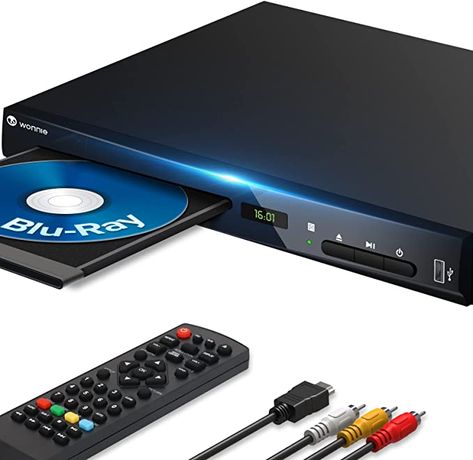Amazon.com: WONNIE Blu-Ray DVD Player for TV, HD 1080P Players with HDMI/AV/Coaxial/USB Ports, Supports All DVDs and Region A/1 Blue Ray, Built-in PAL/NTSC System, Includes HDMI/AV Cable and Remote Control : Electronics Usb, Ray, Dvds, Hdmi, Dolby Digital, Cd, Dvd, Audiophile, Tv