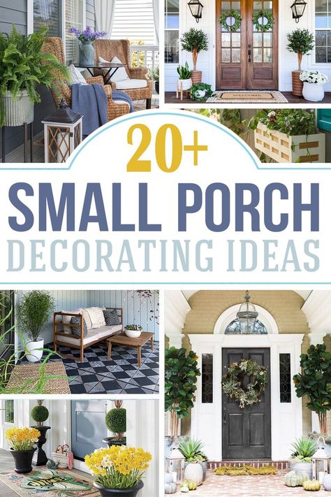 Collage of porch decor ideas. Exterior, Home Décor, Porches, Gardening, Inspiration, Design, Front Porch Ideas Decorating, Small Front Porch Decorating, Small Porch Decorating Ideas