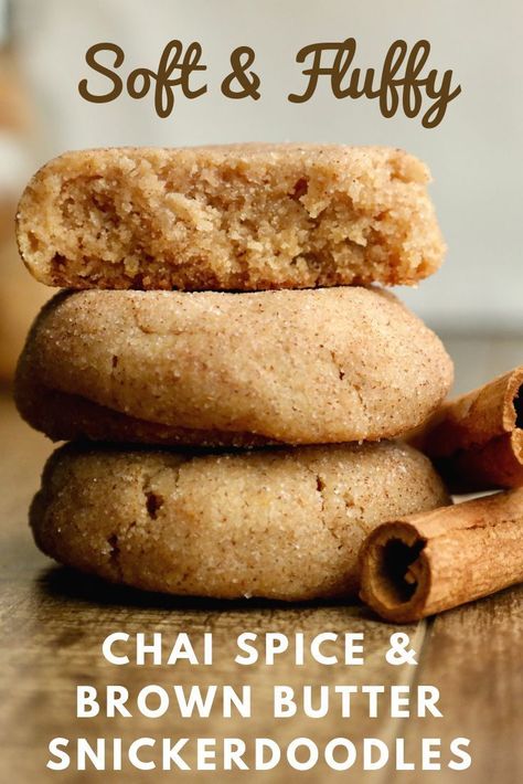 Soft and chewy chai spice brown butter Snickerdoodle cookies. They're warm, cozy & perfect for your Christmas cookie holiday baking! Desserts, Dessert, Snacks, Cake, Paleo, Best Christmas Biscuits, Brownies, Best Christmas Cookie Recipe, Delicious Cookie Recipes