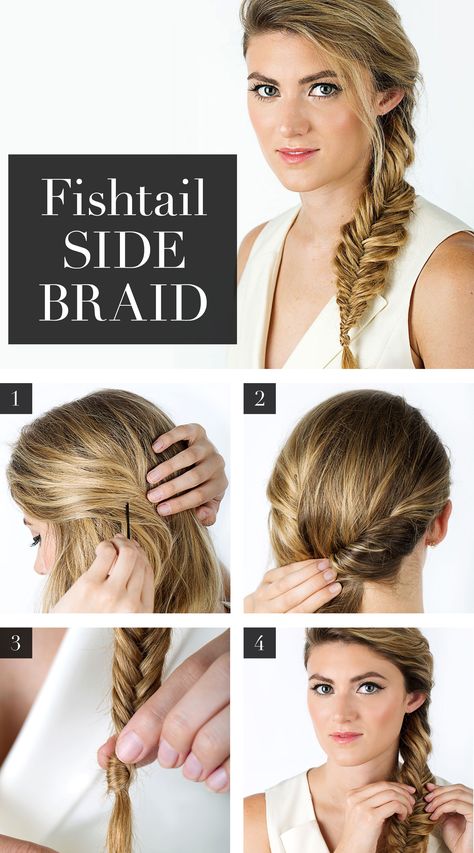 Finally, an EASY step-by-step fishtail braid tutorial (how to GIF's included) Braided Hairstyles, Plait Hairstyles, Fish Tail Braid Tutorial, Fish Tail Side Braid, Fish Tail Braid, Braided Hairstyles Tutorials, Side Braid Hairstyles, Easy Braids, Braid Hairstyles