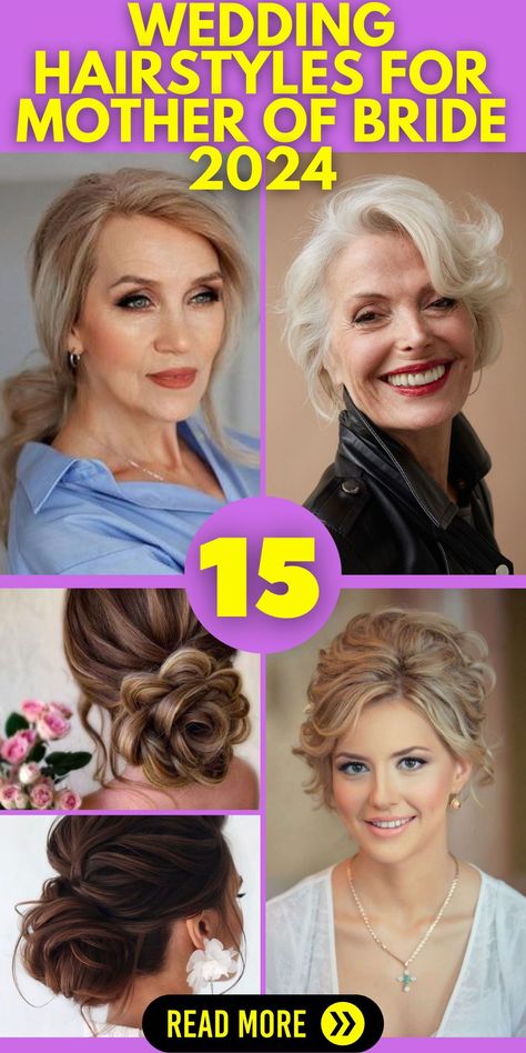The mother of the bride deserves an elegant and timeless hairstyle for the wedding in 2024. Embrace the beauty of half-up, half-down styles that exude sophistication. For long hair, consider cascading curls in a half-up style for a gracefully romantic look. Shorter hair can be adorned with chic flower buns, showcasing individuality and charm. Explore the versatility of classic low buns for a touch of class that complements the occasion perfectly. Mother Of The Groom Updos, Mother Of The Groom Hairstyles, Mother Of The Bride Updos, Mother Of The Bride Hairstyles, Mother Of The Bride Hair Short, Wedding Hair Mother Of Bride, Mother Of The Groom Hair, Mother Of The Bride Hairdos, Wedding Hairstyles For Medium Hair