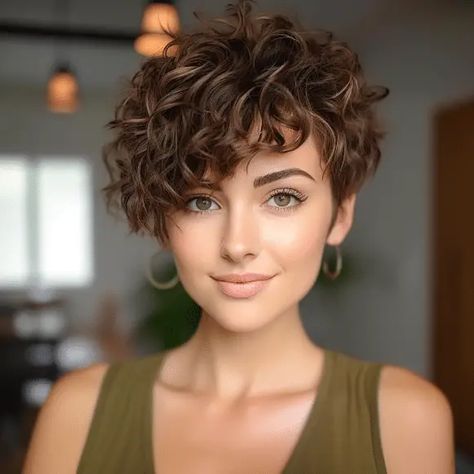 80 Cute Short Curly Haircuts & Hairstyles Trending Right Now Long Pixie Cuts, Wavy Pixie Haircut, Bob Haircut Curly, Curly Pixie Haircuts, Curly Pixie Cuts, Wavy Pixie Cut, Short Curly Pixie, Haircuts For Curly Hair, Short Wavy Pixie