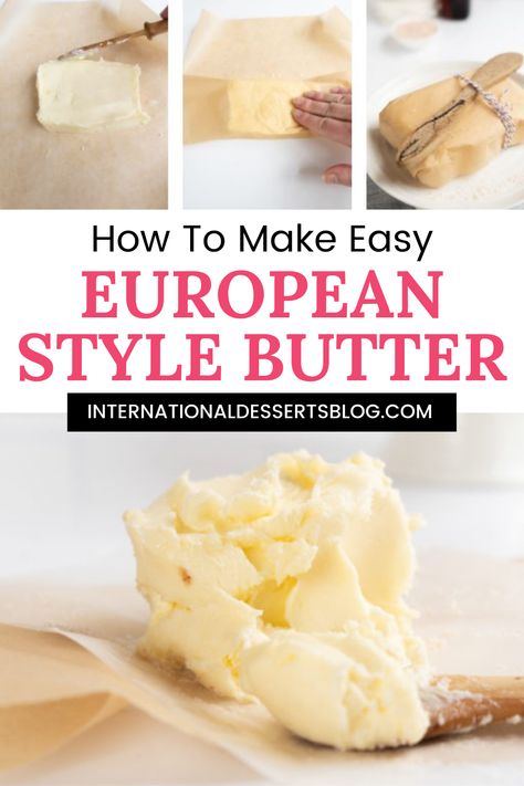 European Cultured Butter is super easy to make and DIY tastes SO much better than anything from the store! This easy recipe shows you how to make homemade butter from heavy cream in a jar. You'll love it!