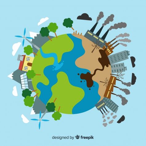 Ecosystem and pollution concept on globe... | Free Vector #Freepik #freevector #green #world #globe #earth Earth, Illustrators, Workshop, Earth Poster, Environment Day, Environmental Issues, Earth Day, World Environment Day, World Environment Day Posters