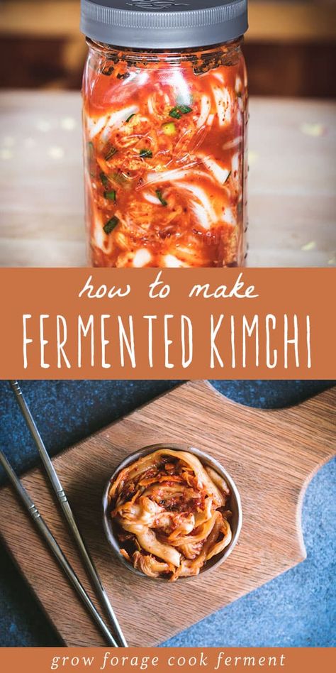 Paleo, Fermented Kimchi, Kimchi Recipe, Spicy Korean, Korean Side Dishes, Fermented Vegetables Recipes, Fermented Drink, Homemade Sauerkraut, Fermented Cabbage