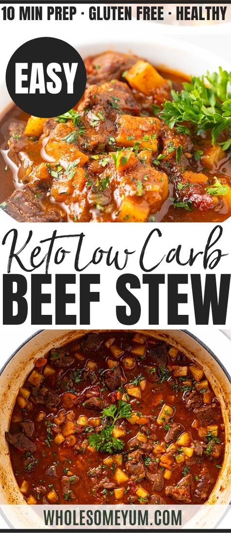 Easy Low Carb Keto Beef Stew Recipe | Wholesome Yum