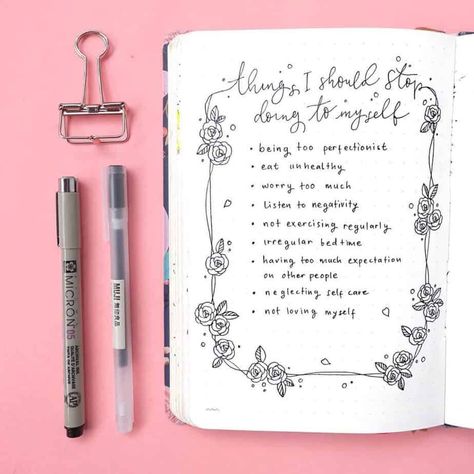 Self-care is so important! Your Bullet Journal definitely can help you to make sure you always find time for yourself. Check out these Bullet Journal page ideas. There is also a video tutorial of easy Bullet Journal doodles you can use to decorate your spreads! #mashaplans #bulletjournal #bulletjournalinspiration Journal Pages, Ideas, Doodles, Journal Inspiration, Journal Layout, Journal Writing, Journal, Self Care Bullet Journal, Bullet Journal Work