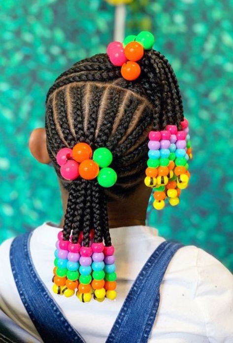 59 Legendary Hairstyles with Beads for Little Girls - Curly Craze Balayage, Toddler Braids With Beads Kid Hairstyles, Kids Braids With Beads, Kids Braided Hairstyles, Toddler Braided Hairstyles, Kid Braid Styles, Braids For Kids, Toddler Braid Styles, Toddler Braids