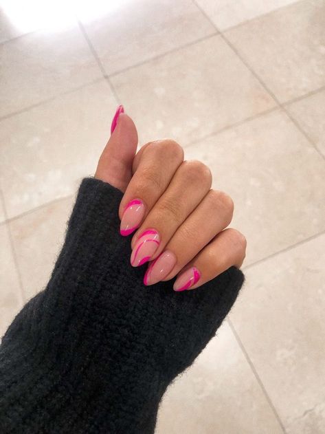 Pink, Pink Oval Nails, Almond Nails Pink, Cute Almond Nails, Almond Shaped Nails Designs, Pink Acrylic Nails, Almond Acrylic Nails Designs, Almond Acrylic Nails, Oval Acrylic Nails