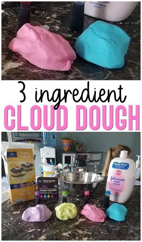 3 Ingredient Cloud Dough Recipe- easy kids activity at home to do! Softest dough for sensory play. Great for at home play! Cornstarch recipe etc Toddler Learning Activities, Pre K, Activities For Kids, Toddler Activities, Fun Activities For Kids, Toddler Fun, Kids Activities At Home, Kid Experiments, Fun Crafts For Kids