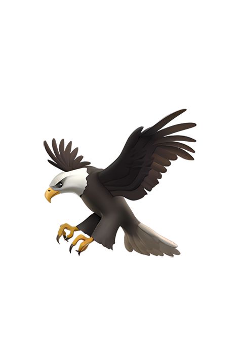 The emoji 🦅 depicts a majestic eagle with its wings spread wide. The eagle's head is facing to the left, with its sharp beak and piercing eyes visible. The feathers on the eagle's body are detailed and textured, with shades of brown and white creating a realistic appearance. The eagle's talons are also visible, with sharp claws ready to grasp onto prey. Overall, the emoji portrays a powerful and regal bird in flight. Eagle, Iphone, Lion Emoji, Emoji, Cute Emoji, Png, Emojis, Animales, Owl Emoji