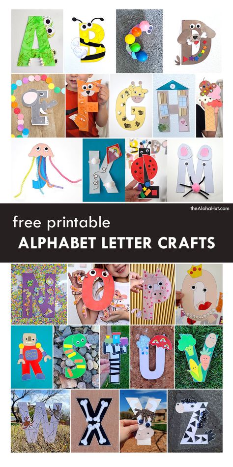 Free Printable Letter Crafts from A to Z - Alphabet Wall for Learning ABC's - The Aloha Hut English, Pre K, Crafts, Montessori, Preschool Alphabet Letters, Letter I Craft For Preschoolers, Preschool Letter Crafts, Preschool Letters, Preschool Alphabet Activities